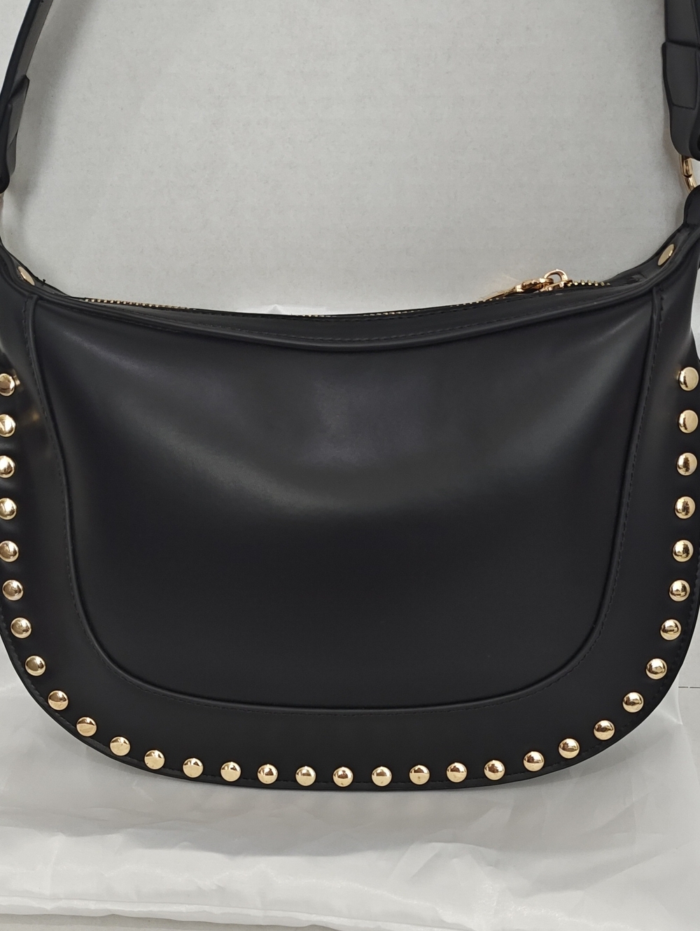 Studded Faux-Leather Shoulder Bag